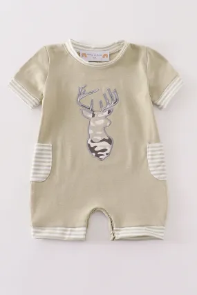 Camouflage deer applique boy romper