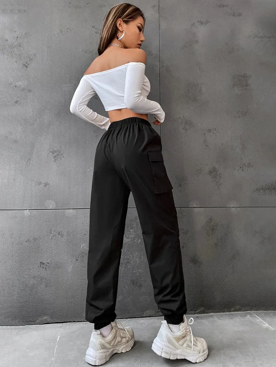 Casual Flap Pocket Side Jogger Pants