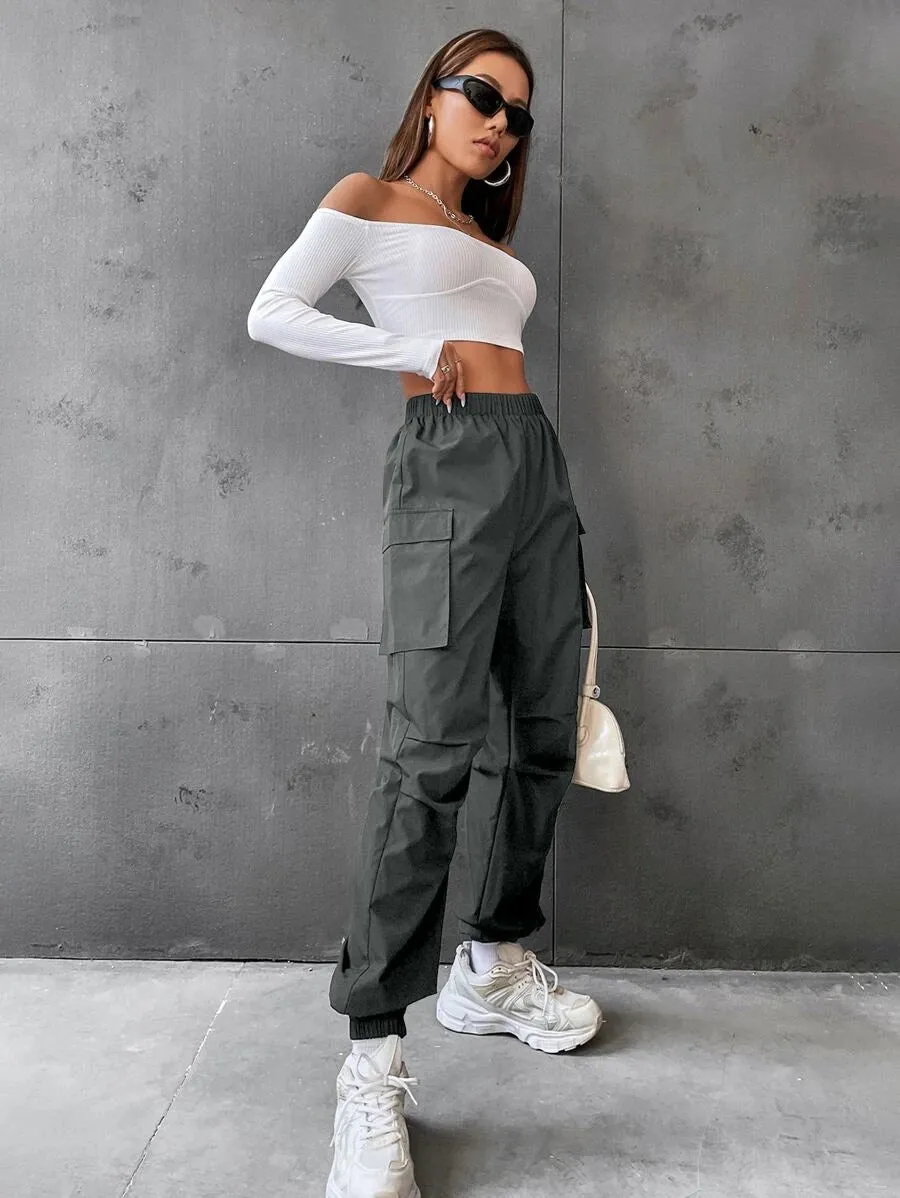 Casual Flap Pocket Side Jogger Pants