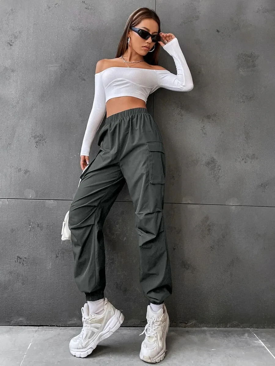 Casual Flap Pocket Side Jogger Pants