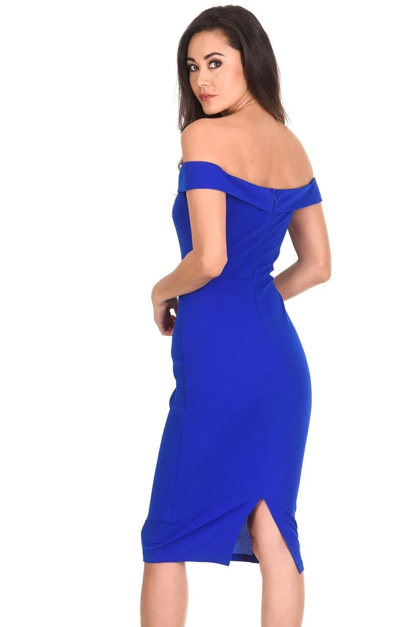 Cobalt Bardot Bodycon Dress