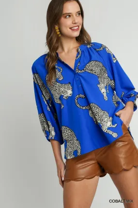 Cobalt Blue Cheetah Top