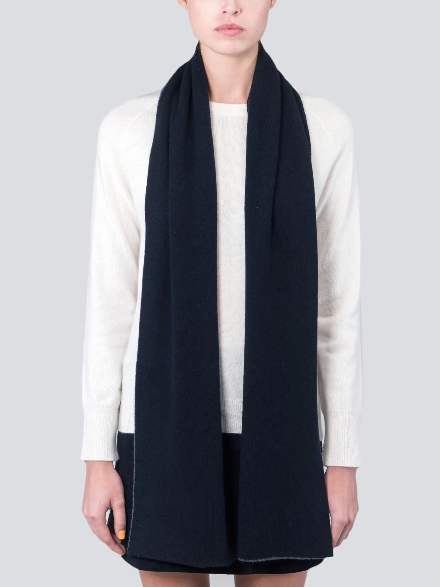 Colorblock Cashmere Scarf_Dark Navy/Light Grey