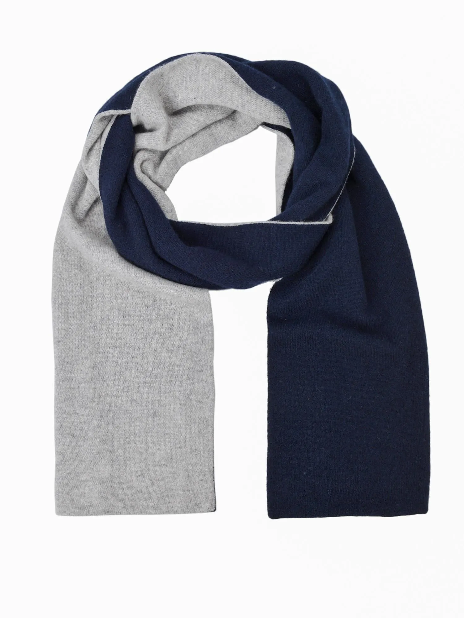 Colorblock Cashmere Scarf_Dark Navy/Light Grey