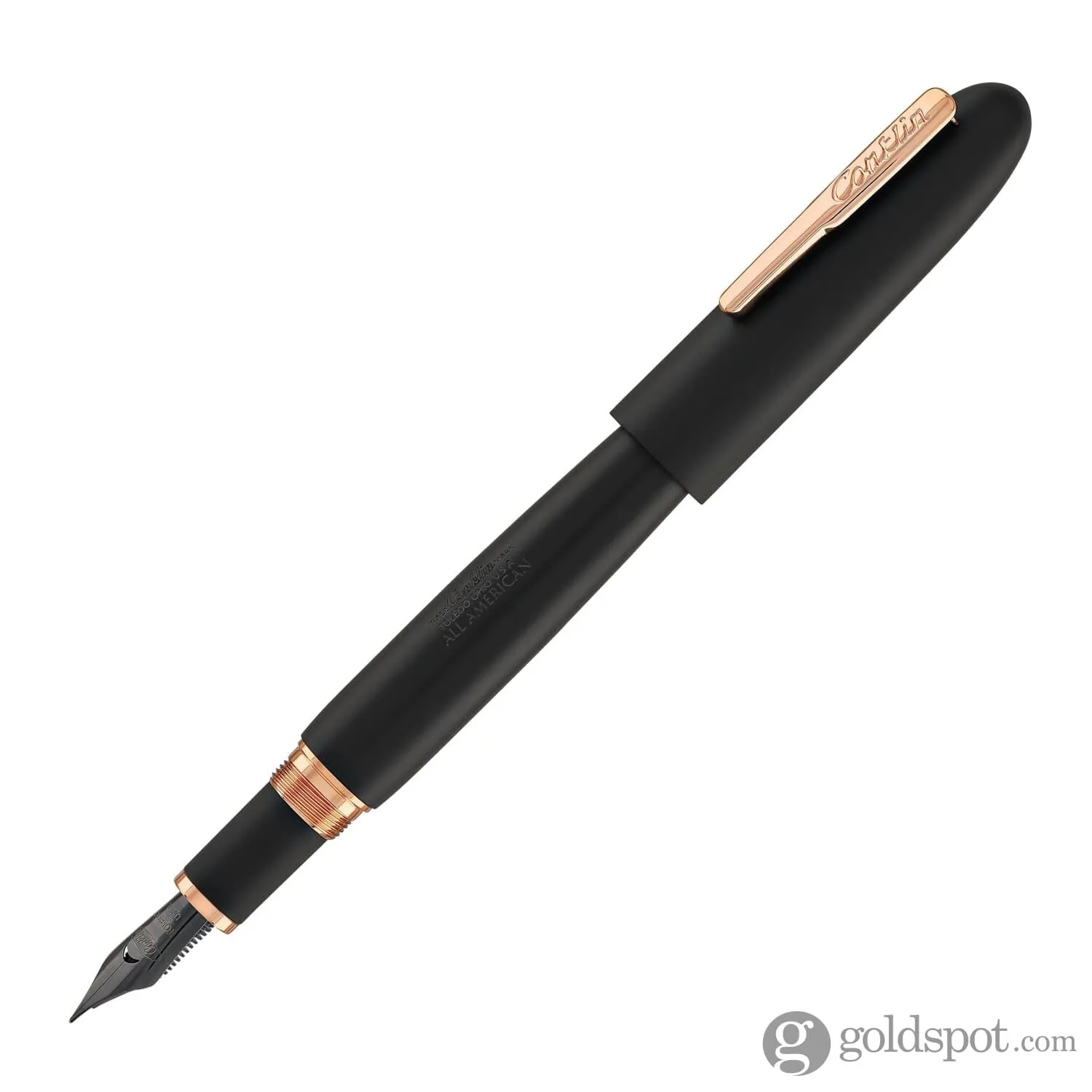 Conklin All American Fountain Pen in Matte Black with Rosegold Trim