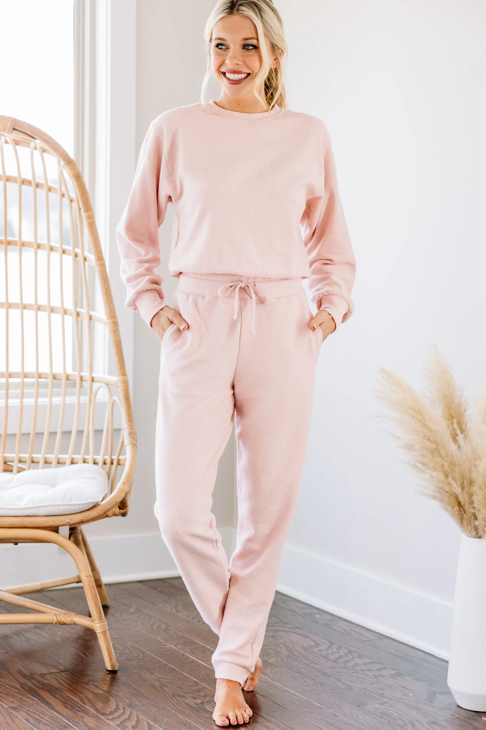 Couldn't Ask For More Blush Pink Ribbed Pullover