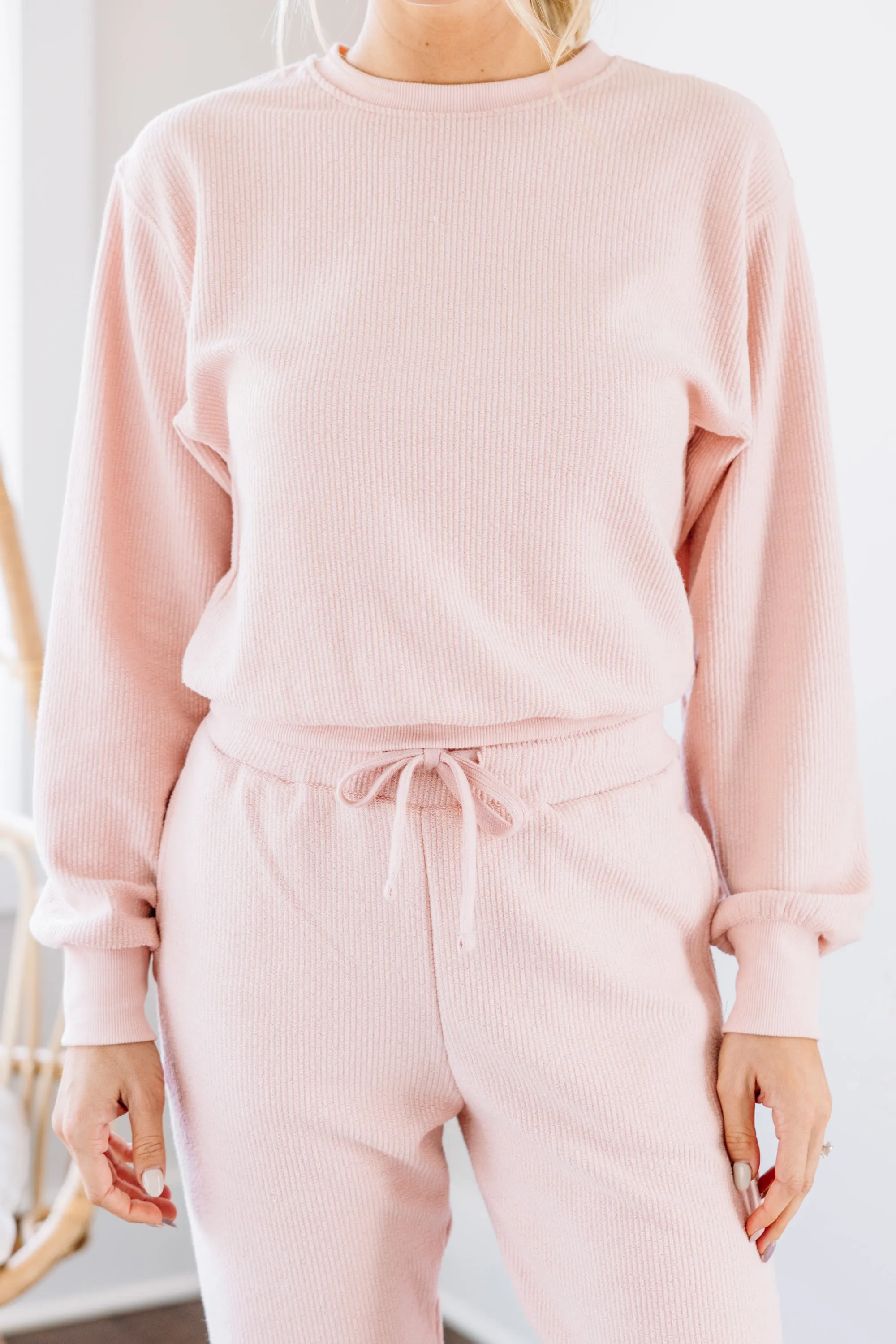 Couldn't Ask For More Blush Pink Ribbed Pullover