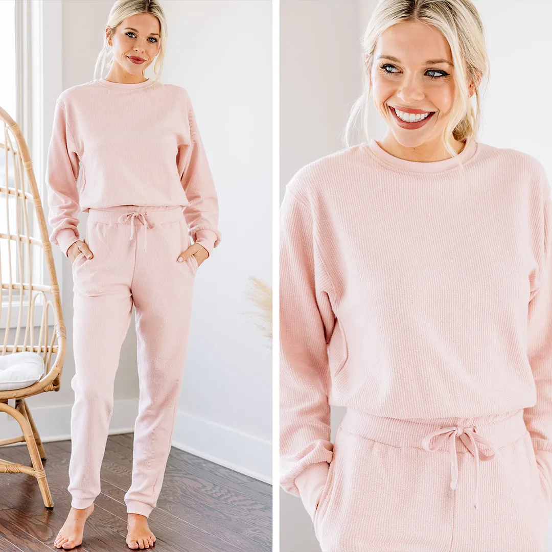 Couldn't Ask For More Blush Pink Ribbed Pullover