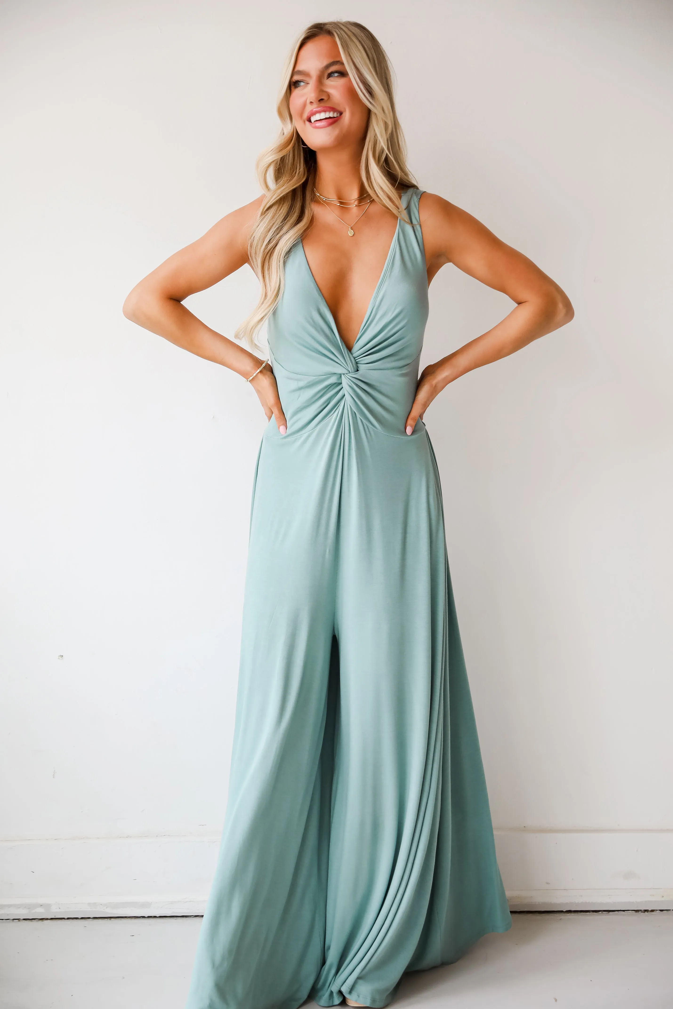 Covetable Vibe Sage Jumpsuit