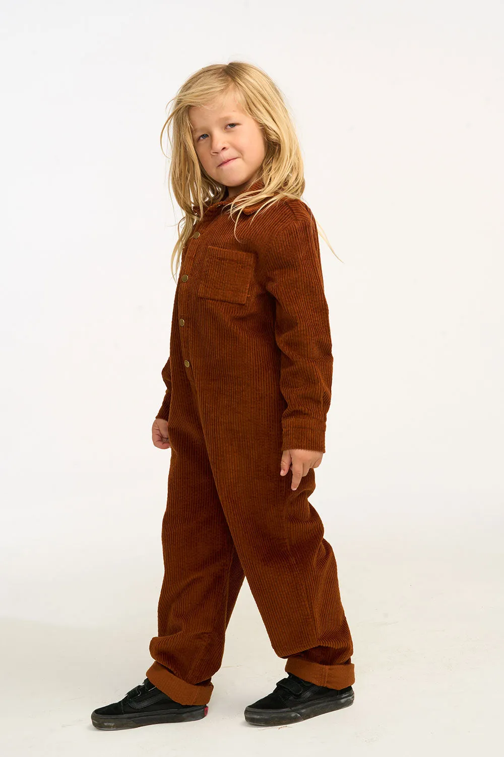 David Walnut Brown Corduroy Jumpsuit