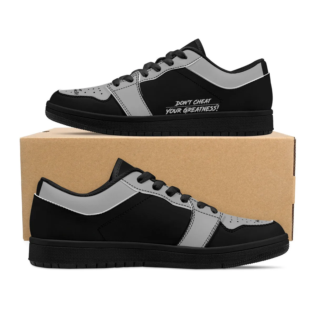 DCYG G4's Black & Grey,  Black Sole Low-Top Leather Sneakers