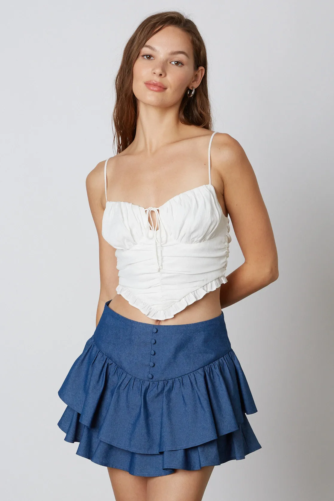 Denim Ruffle Skort