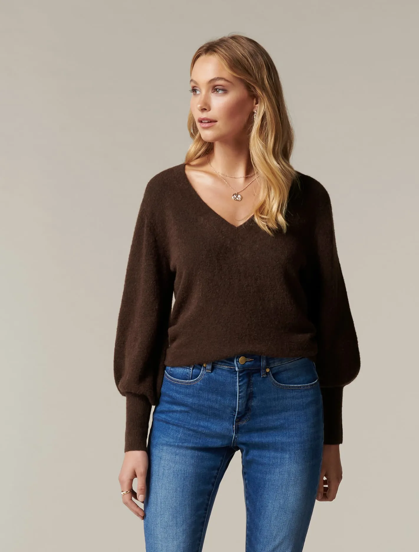 Esther V Neck Blouson Knit Jumper