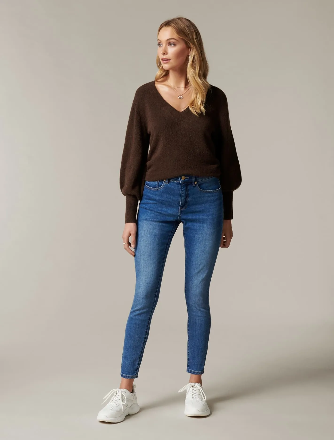 Esther V Neck Blouson Knit Jumper