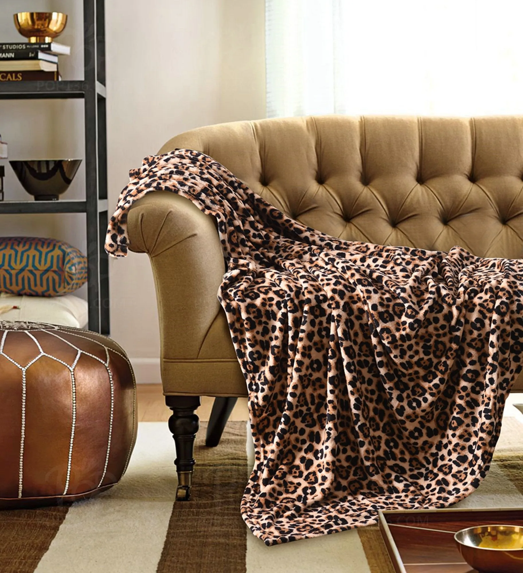 Fleece Throw Blanket, 50 x 60 Inch Fleece Blanket -Leopard Print by ocean home fashion