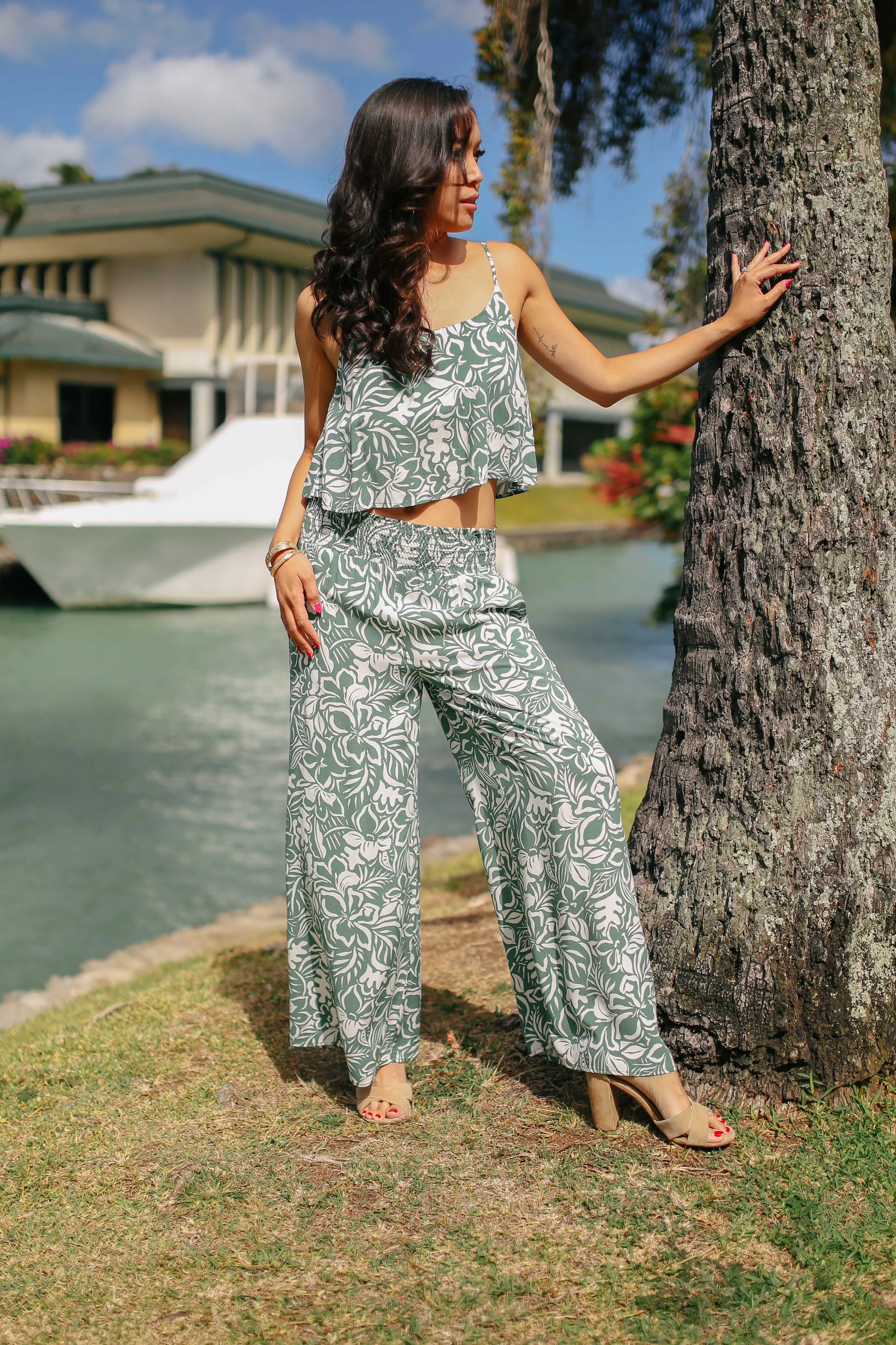 Floral Contrast Print Set (GREEN RESTOCK)