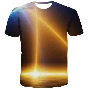 Galaxy Space T-shirt Men Flame Tshirts Cool Lightning Shirt Print Harajuku Tshirt Printed Gothic Tshirts Novelty Short Sleeve