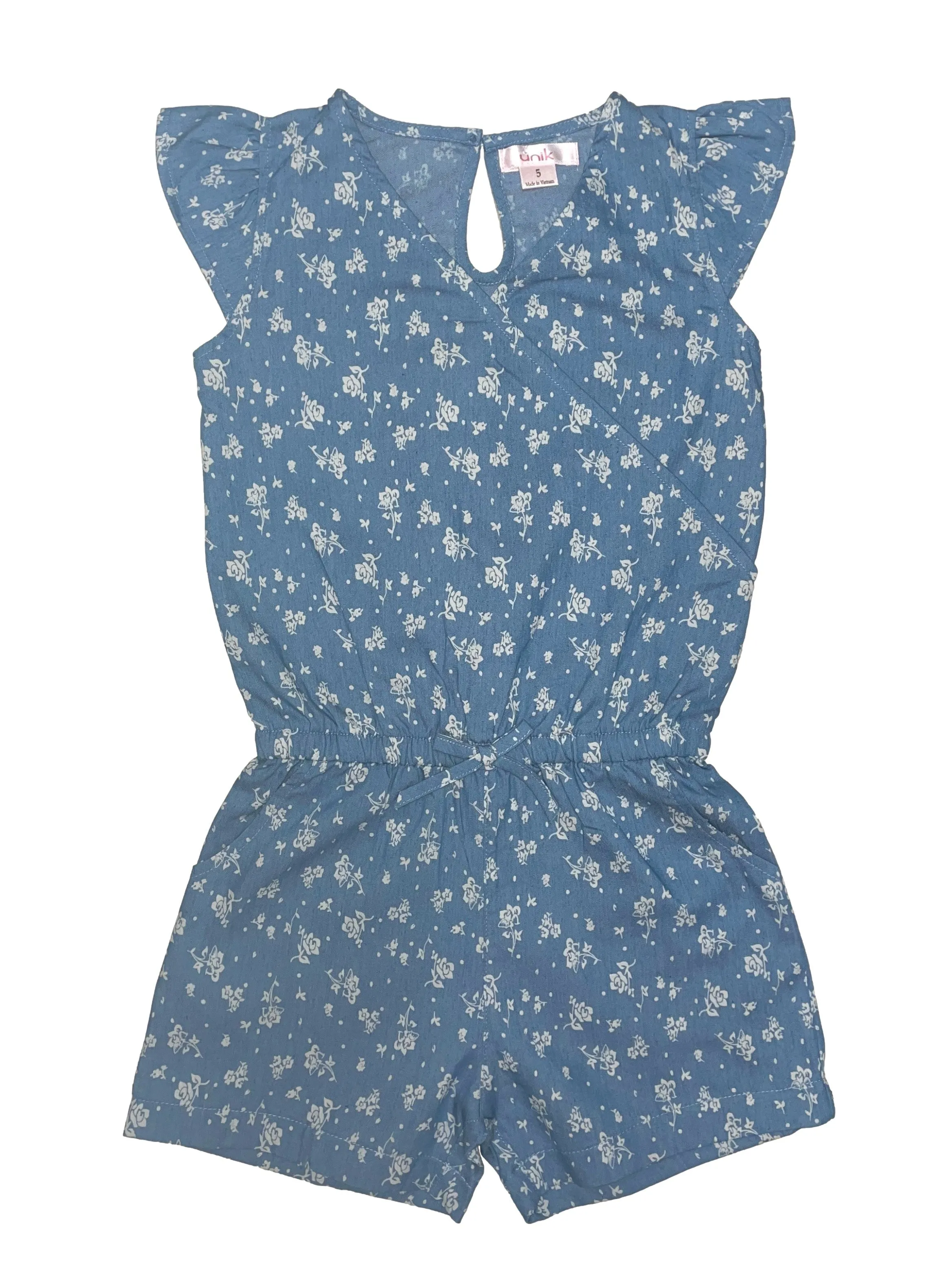 Girl Denim Romper with Flowers 2-8