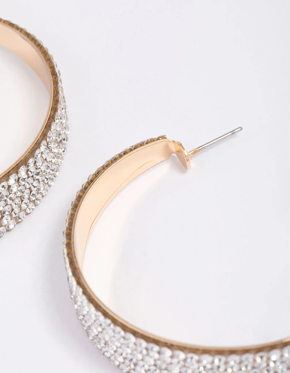 Gold Diamante Large Hoop Statement Earrings