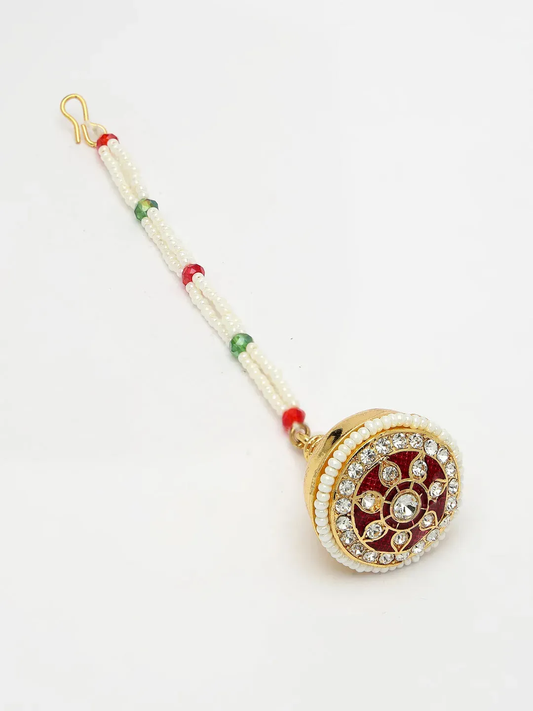 Gold-Plated CZ Stone-Studded Borla Maang Tikka