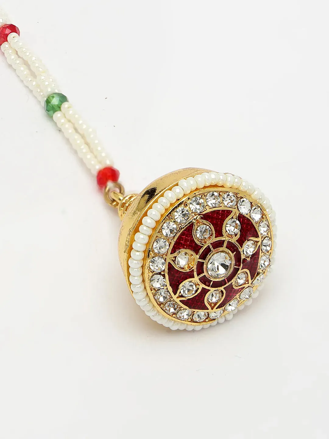 Gold-Plated CZ Stone-Studded Borla Maang Tikka