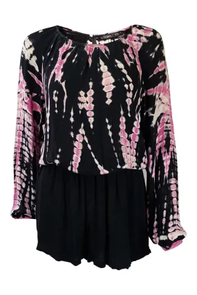 GYPSY GLOBAL VILLAGE Tie Dye Black Pink Playsuit (S)