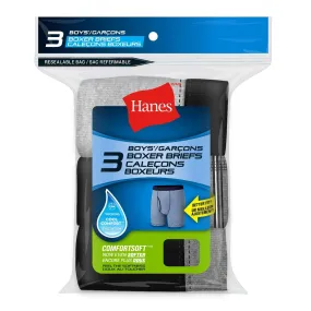 Hanes Boy's Cool Comfort Boxer Briefs, Extra Large, Assorted Colours, 3-Pack