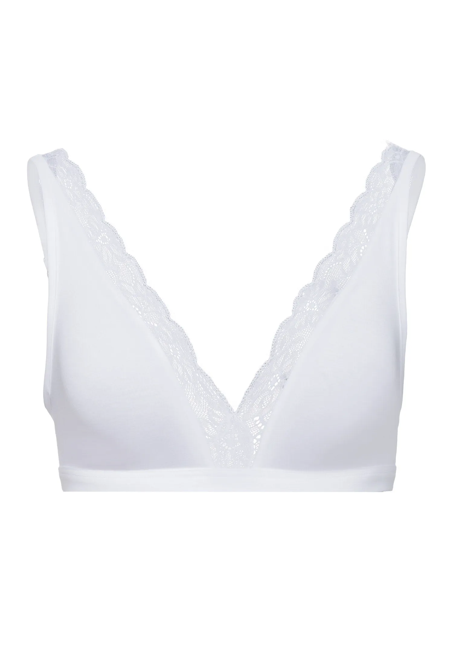 Hanro Cotton Lace Soft Cup Wireless Bra in White