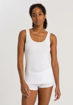 Hanro Cotton Seamless White Sleeveless Vest