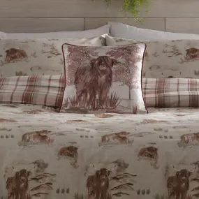 Hanson Highland Cow Cushion by Dreams & Drapes Lodge in Terracotta 43 x 43cm