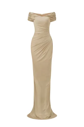 Hazel Bodycon Draped Jersey Floor Length Dress