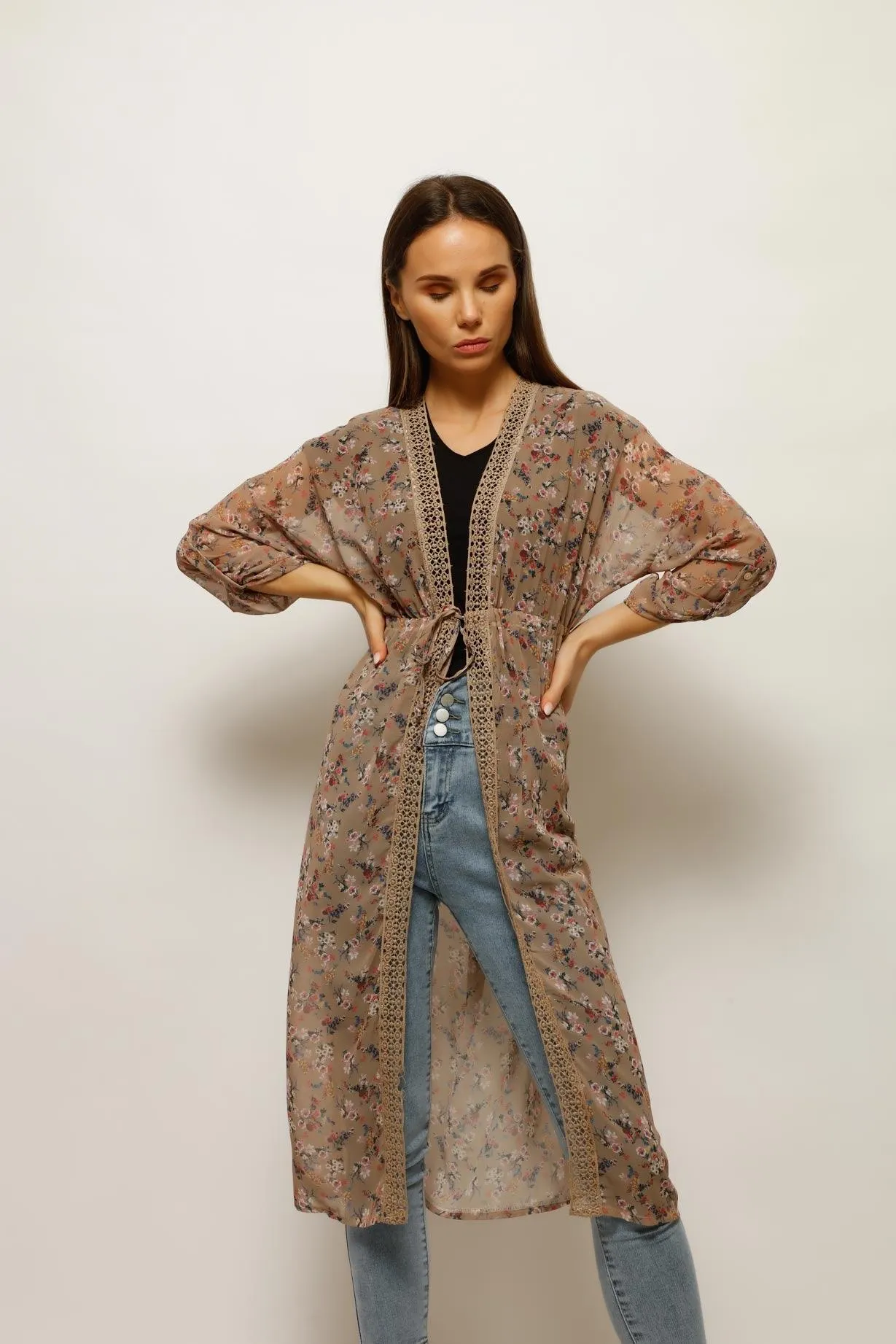 HIRKA FLOWY FLORAL CARDIGAN