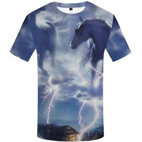 Horse T shirts Men Animal T-shirts Graphic Lightning T shirts Funny Space Tshirts Novelty Nebula Tshirt Anime Short Sleeve