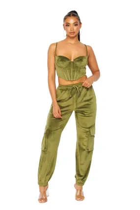 Hot & Delicious Women's It Figures Velour Crop Corset Top