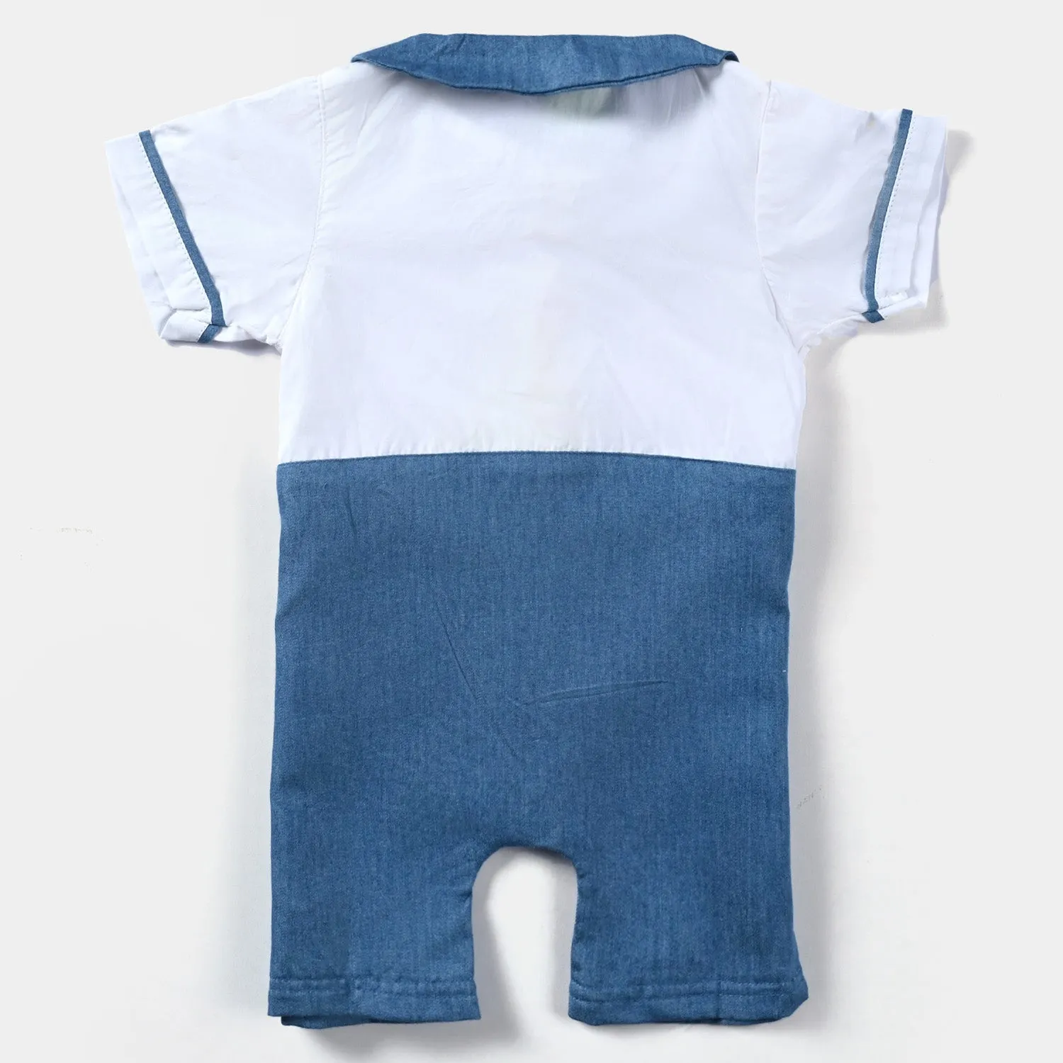 Infant Boys Tensile Denim (Light Denim) Romper Bow-R.Blue