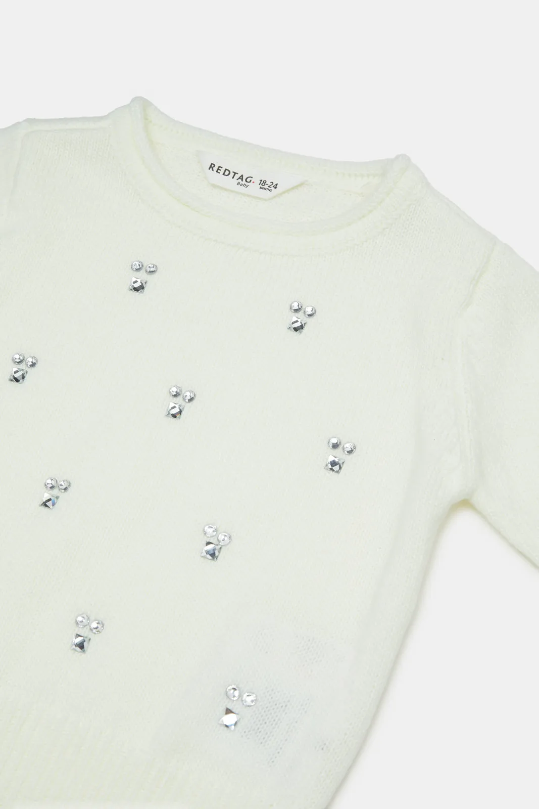 Infant Girls Cream Embellished Pullover