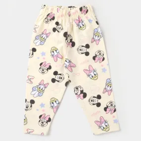 Infant Girls Printed Tights - Cream