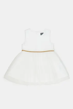 Infant Girls White Mesh Bottom Dress