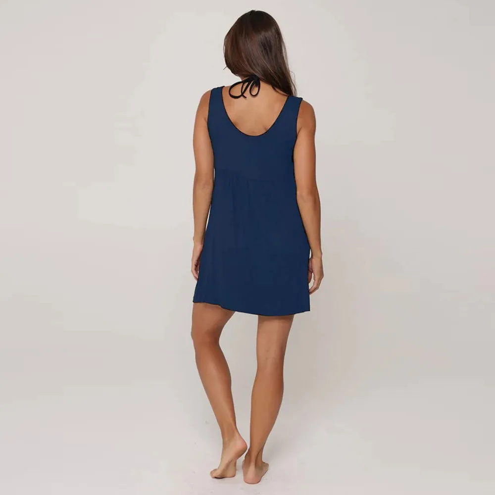 J Valdi Kira Slub Deep Pocket Dress Coverup - Navy