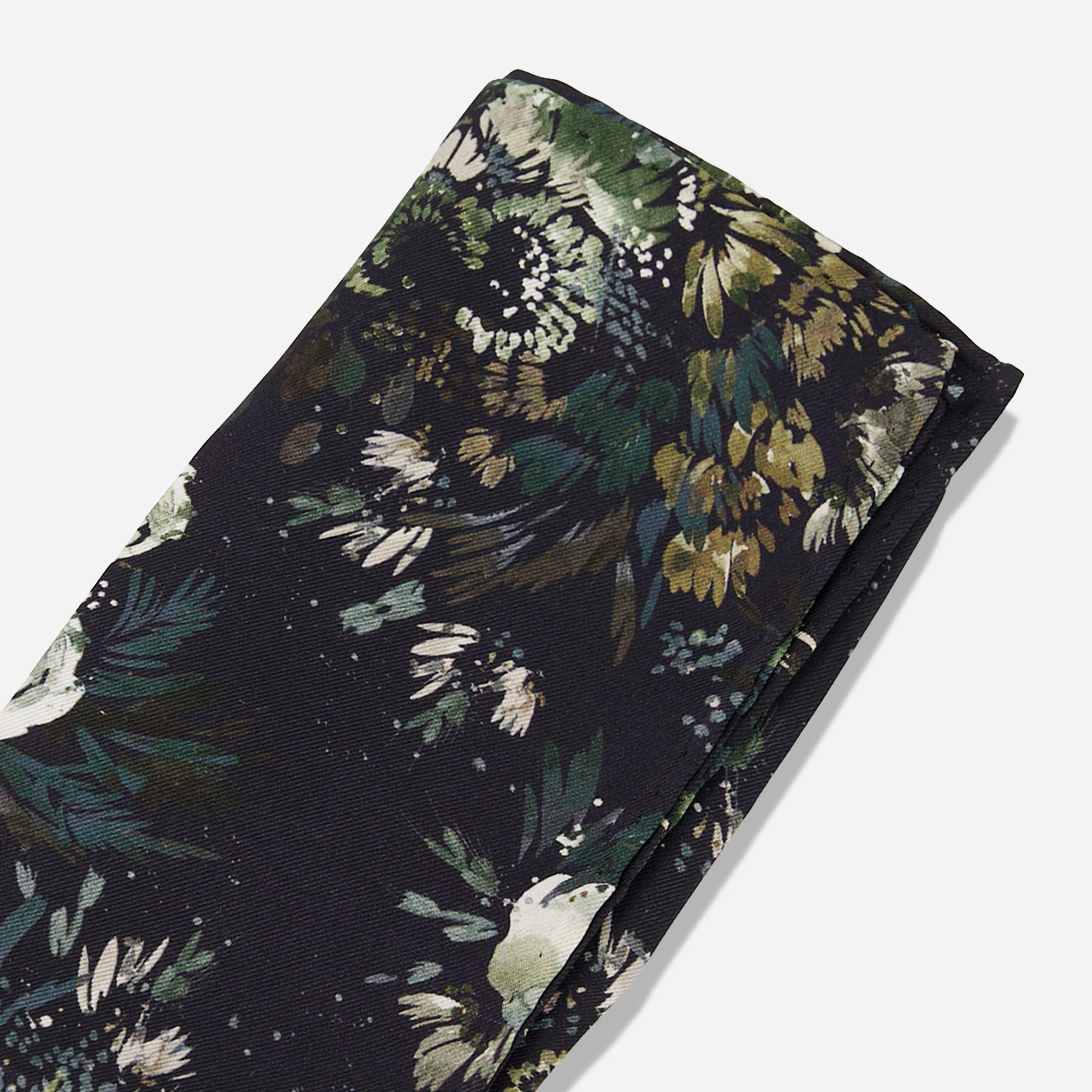 Kelly Ventura x Tie Bar Enchanted Meadow Floral Black Pocket Square