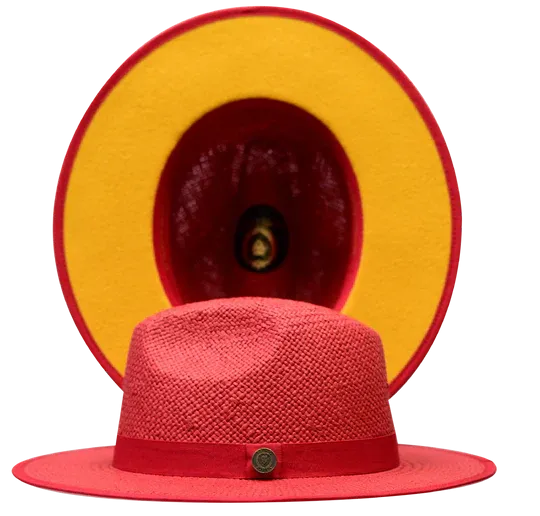 Kingdom Color Bottom Wide Brim Straw Fedora by Bruno Capelo