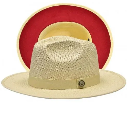 Kingdom Color Bottom Wide Brim Straw Fedora by Bruno Capelo