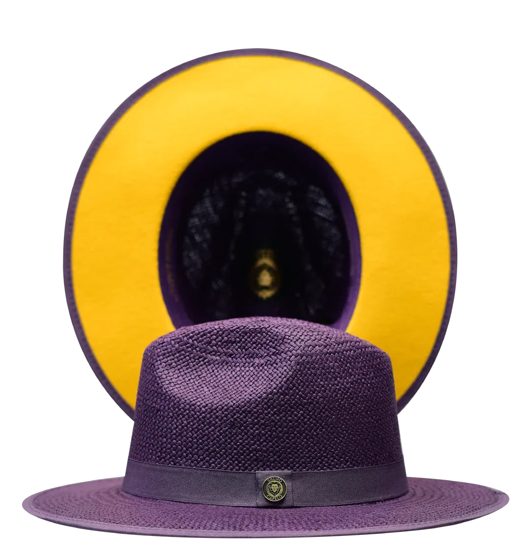 Kingdom Color Bottom Wide Brim Straw Fedora by Bruno Capelo