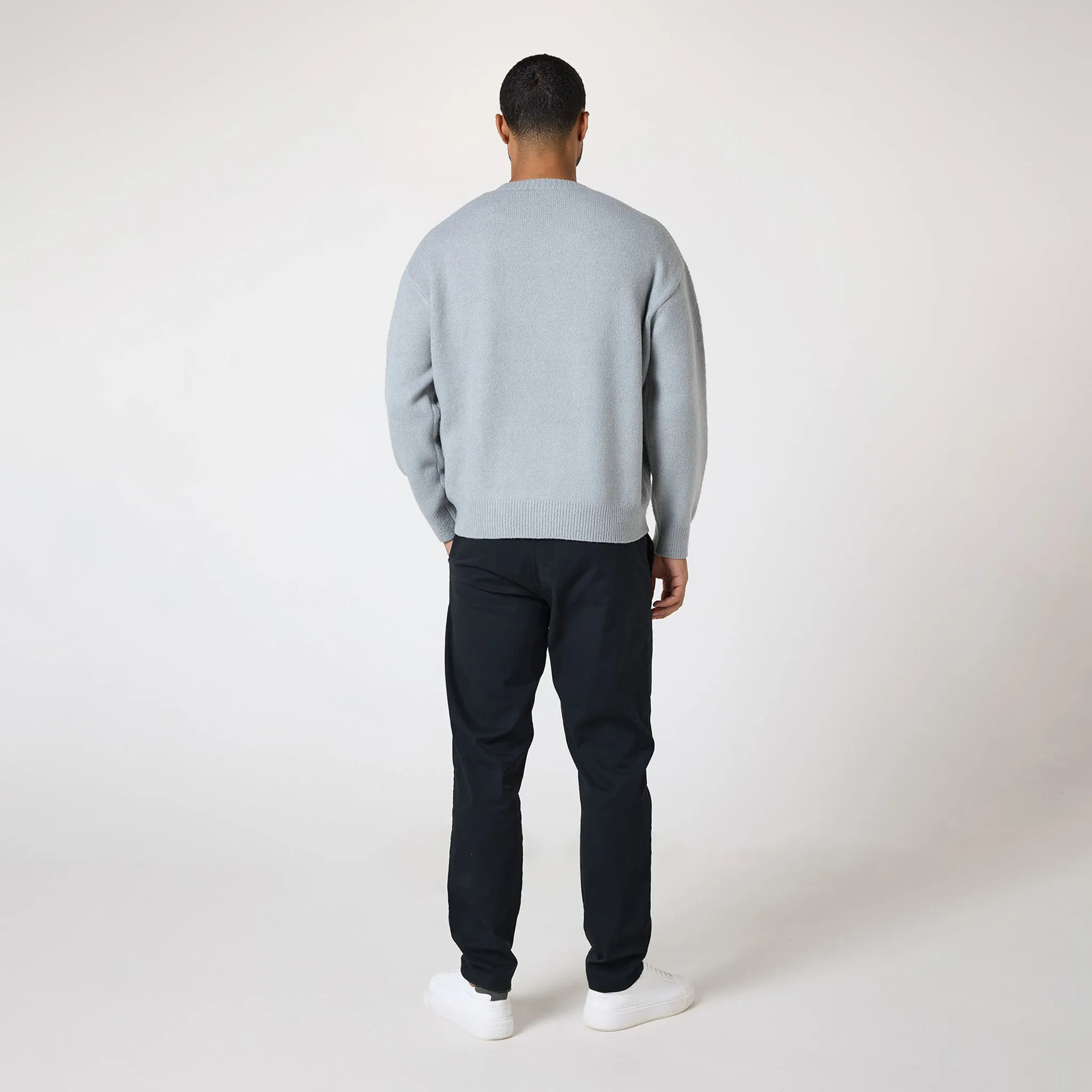 Knit Initial Crewneck | Light Grey