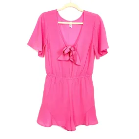 L Love Pink Front Tie Romper- Size S