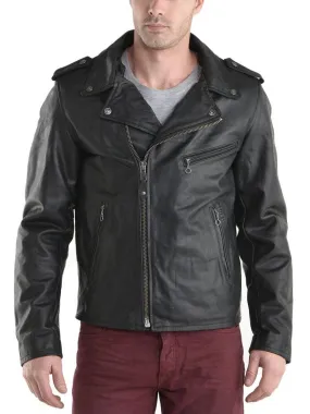 Leather Jackets Hub Mens Genuine Cowhide Leather Jacket (Black, Double Rider Jacket) - 1501006