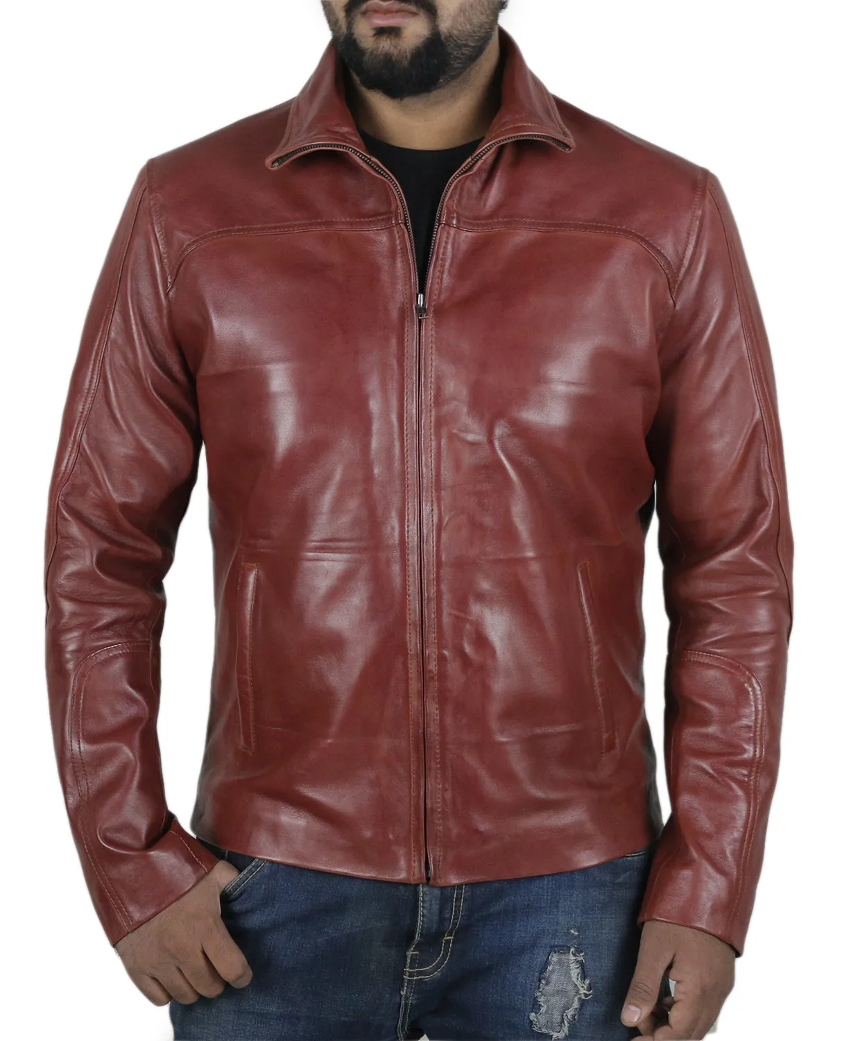 Leather Jackets Hub Mens Genuine Lambskin Leather Jacket (Black, Aviator Jacket) - 1501137