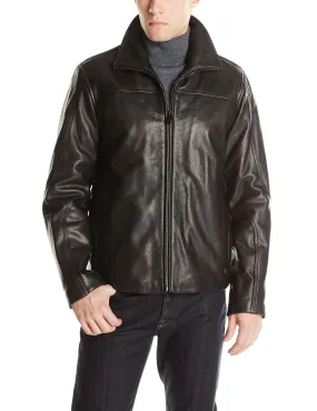 Leather Jackets Hub Mens Genuine Lambskin Leather Jacket (Black, Aviator Jacket) - 1501137