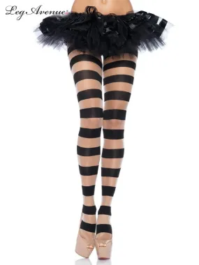 Leg Avenue Black and Beige Striped Stockings LA7917