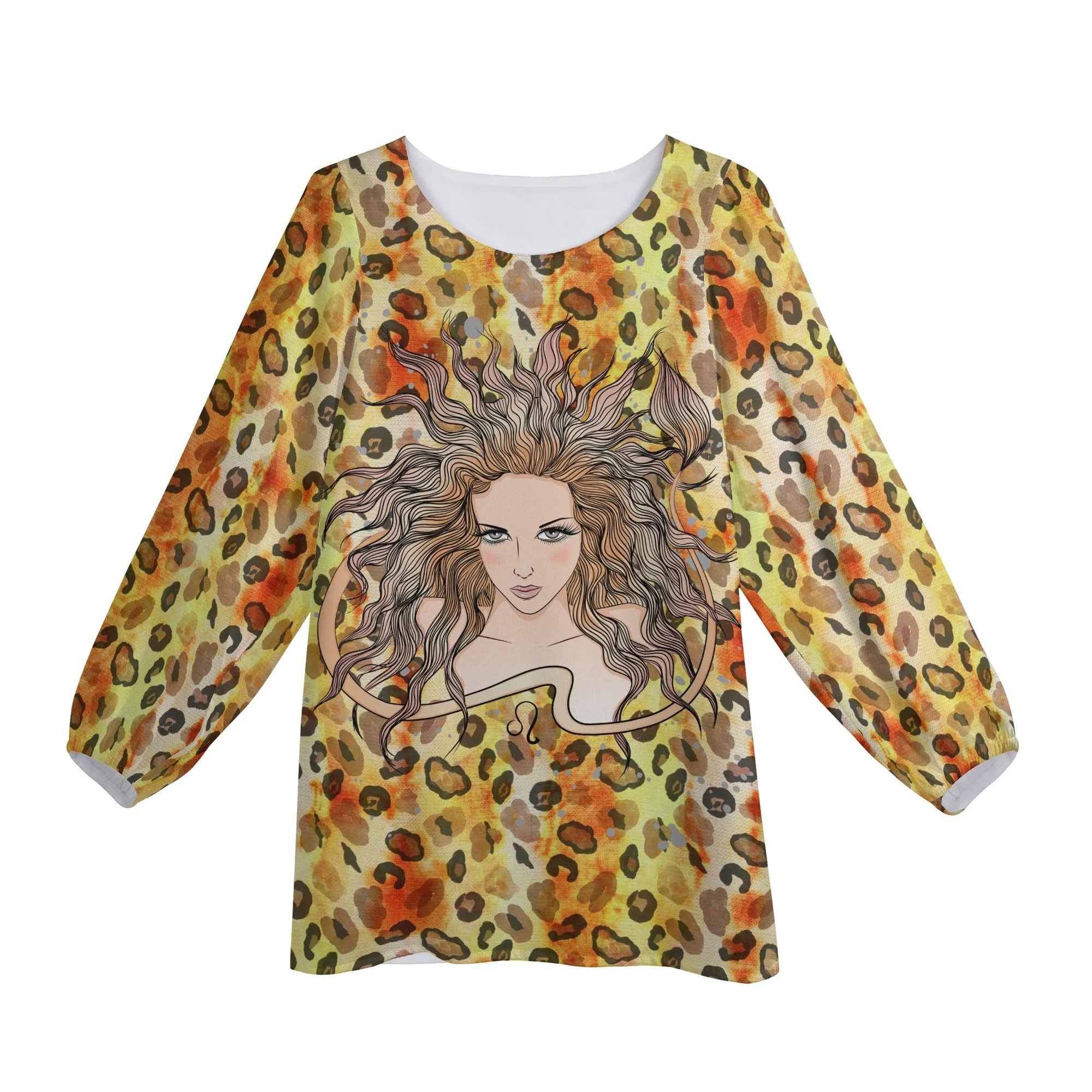 Leo Woman Zodiac Sign Long Sleeve Chiffon Blouse Inspired by Astrology and Horoscope